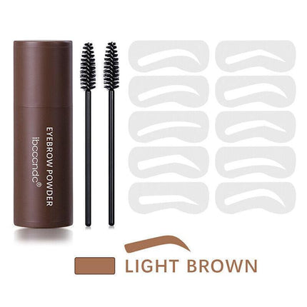 One Step Eyebrow Stamp Stencil Kit Perfect Shape Brow Powder Makeup Set Brown AU - Aimall