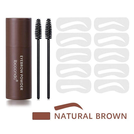 One Step Eyebrow Stamp Stencil Kit Perfect Shape Brow Powder Makeup Set Brown AU - Aimall
