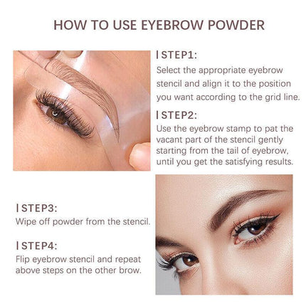 One Step Eyebrow Stamp Stencil Kit Perfect Shape Brow Powder Makeup Set Brown AU - Aimall