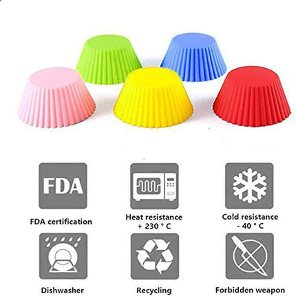 Colorful Silicone Muffin Cups filled with freshly baked muffins.