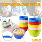 Colorful Silicone Muffin Cups filled with freshly baked muffins.
