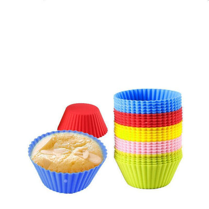 Colorful Silicone Muffin Cups filled with freshly baked muffins.
