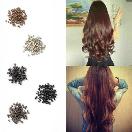 Hair Extension Micro Rings Beads 200 Silicone Lined MicroBeads 5mm x 3mm Links - Aimall