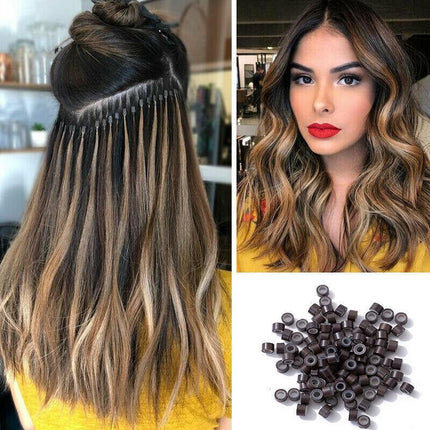 Hair Extension Micro Rings Beads 200 Silicone Lined MicroBeads 5mm x 3mm Links - Aimall