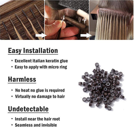 Hair Extension Micro Rings Beads 200 Silicone Lined MicroBeads 5mm x 3mm Links - Aimall