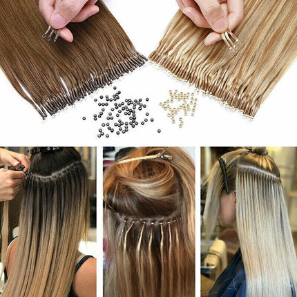 Hair Extension Micro Rings Beads 200 Silicone Lined MicroBeads 5mm x 3mm Links - Aimall