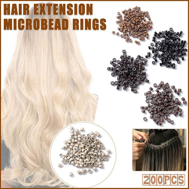Hair Extension Micro Rings Beads 200 Silicone Lined MicroBeads 5mm x 3mm Links - Aimall