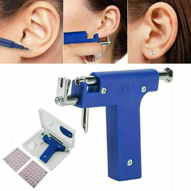 Professional Steel Ear Nose Navel Body Piercing Gun With 98pcs Studs Tool Kit AU - Aimall