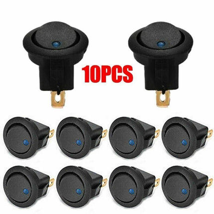 10x Blue Light LED 12V Car Boat Truck Round Rocker Toggle ON/OFF Round Switch AU - Aimall