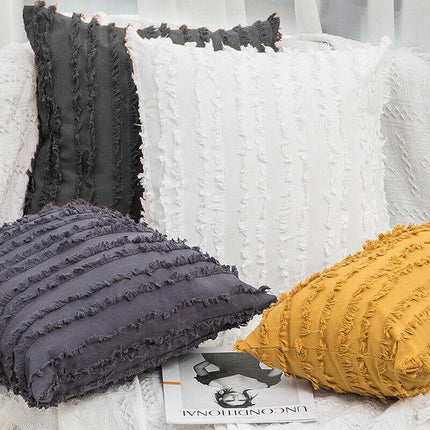 Boho Tassel Fringe Striped Cushion Cover Soft Home Decor Sofa Throw Pillow Case - Aimall