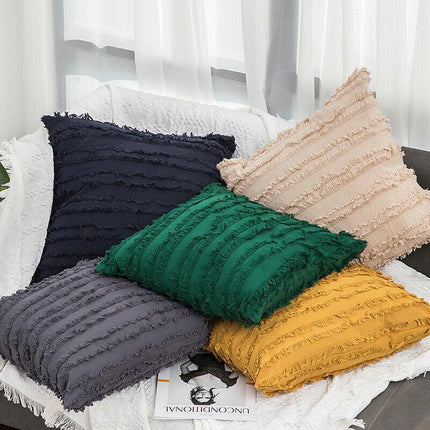 Boho Tassel Fringe Striped Cushion Cover Soft Home Decor Sofa Throw Pillow Case - Aimall