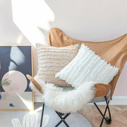 Boho Tassel Fringe Striped Cushion Cover Soft Home Decor Sofa Throw Pillow Case - Aimall