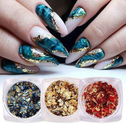 6 Colours Nail Art Sequins Mirror Glitter Powder Foil Flakes Paillette Decor AU - Aimall