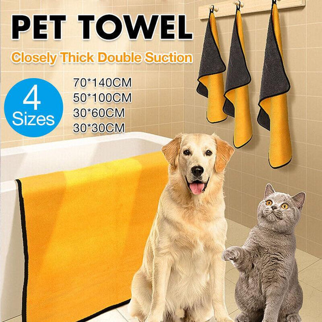 Pet Drying Towel Ultra-absorbent Water Dog Cat Bath Microfiber Clean Soft Cloth - Aimall