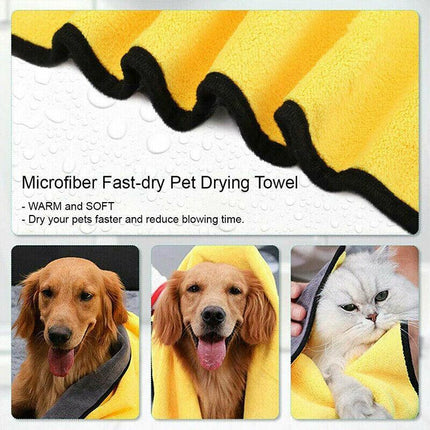 Pet Drying Towel Ultra-absorbent Water Dog Cat Bath Microfiber Clean Soft Cloth - Aimall