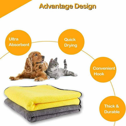 Pet Drying Towel Ultra-absorbent Water Dog Cat Bath Microfiber Clean Soft Cloth - Aimall
