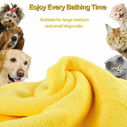 Pet Drying Towel Ultra-absorbent Water Dog Cat Bath Microfiber Clean Soft Cloth - Aimall