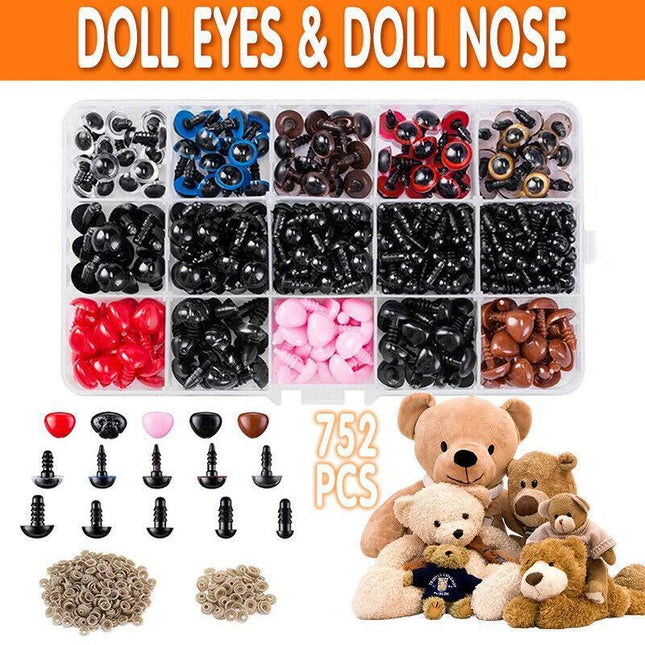752PCS Safety Eyes and Noses with Washers Colorful Plastic Safety Eyes and Noses - Aimall
