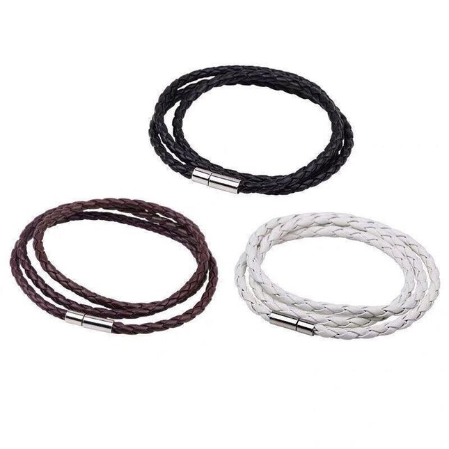 1PC New Fashion Men Women Three Laps PU Leather Bracelet Wristband Bangle Punk - Aimall