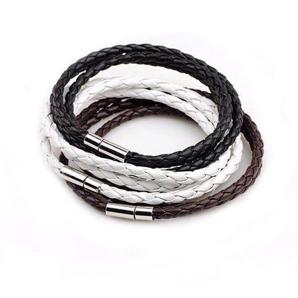 1PC New Fashion Men Women Three Laps PU Leather Bracelet Wristband Bangle Punk - Aimall