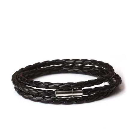 1PC New Fashion Men Women Three Laps PU Leather Bracelet Wristband Bangle Punk - Aimall