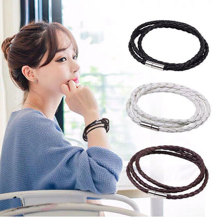 1PC New Fashion Men Women Three Laps PU Leather Bracelet Wristband Bangle Punk - Aimall