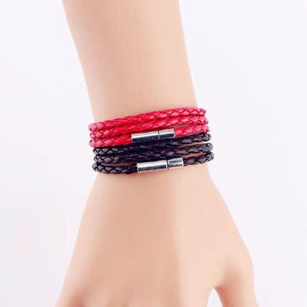 1PC New Fashion Men Women Three Laps PU Leather Bracelet Wristband Bangle Punk - Aimall