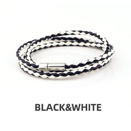 1PC New Fashion Men Women Three Laps PU Leather Bracelet Wristband Bangle Punk - Aimall