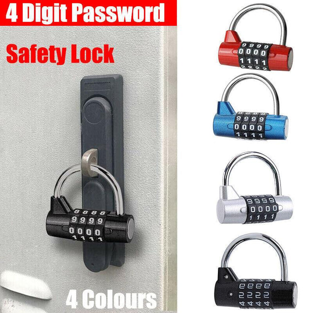 4 Digit Password Safety Lock Wide Shackle Combination Padlock New BB - Aimall