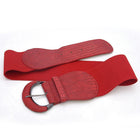 Women Ladies Faux Leather Wide Stretch Elastic Buckle Cinch Waist Wide Belt AU - Aimall