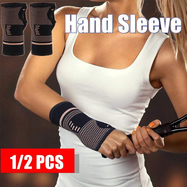 Copper Wrist & Hand Compression Sleeve Support Arthritis Gloves Hand Palm Brace - Aimall