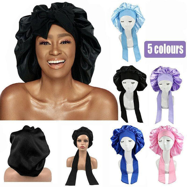 Sleeping Bonnet Hair Wrap Silk Satin Cap Women Elastic Night Hat Soft Headwear - Aimall