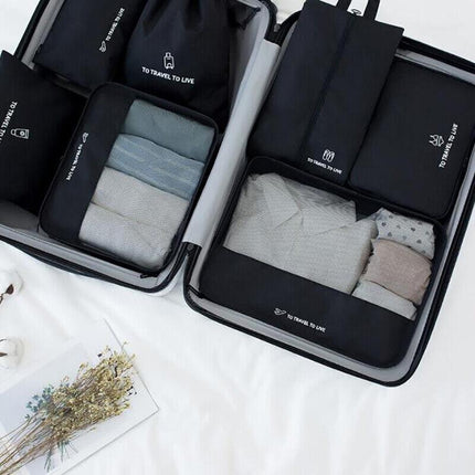 7Pcs Packing Cubes Travel Pouches Luggage Organiser Clothes Suitcase Storage Bag - Aimall