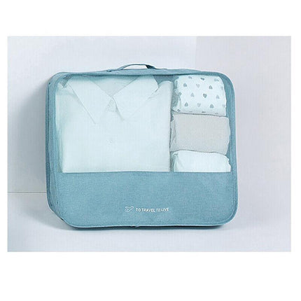 7Pcs Packing Cubes Travel Pouches Luggage Organiser Clothes Suitcase Storage Bag - Aimall