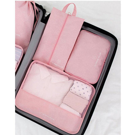 7Pcs Packing Cubes Travel Pouches Luggage Organiser Clothes Suitcase Storage Bag - Aimall