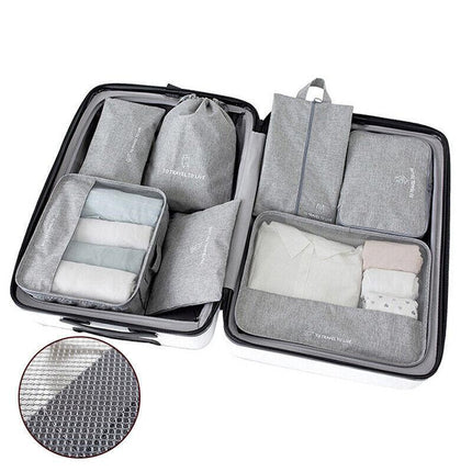 7Pcs Packing Cubes Travel Pouches Luggage Organiser Clothes Suitcase Storage Bag - Aimall