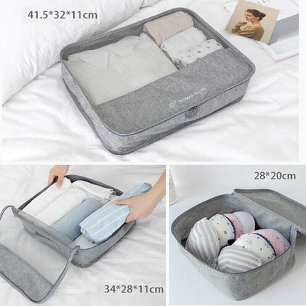 7Pcs Packing Cubes Travel Pouches Luggage Organiser Clothes Suitcase Storage Bag - Aimall