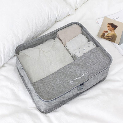7Pcs Packing Cubes Travel Pouches Luggage Organiser Clothes Suitcase Storage Bag - Aimall