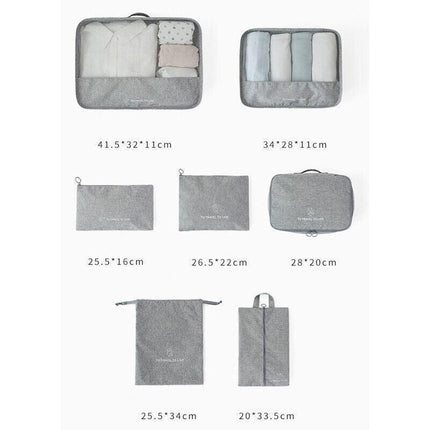 7Pcs Packing Cubes Travel Pouches Luggage Organiser Clothes Suitcase Storage Bag - Aimall