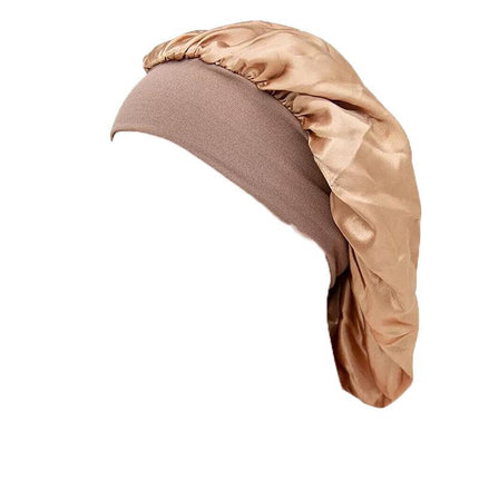 Sleeping Bonnet Hair Wrap Silk Satin Cap Women Elastic Night Soft Hat Headwear - Aimall