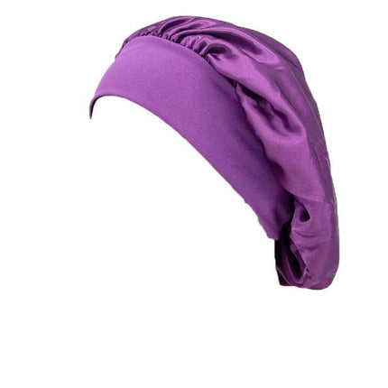 Sleeping Bonnet Hair Wrap Silk Satin Cap Women Elastic Night Soft Hat Headwear - Aimall