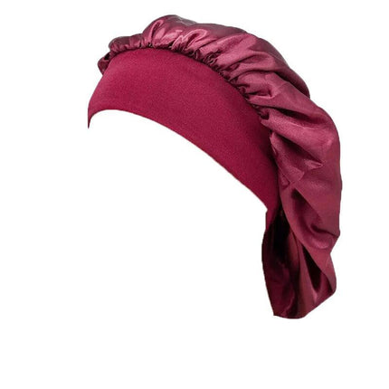 Sleeping Bonnet Hair Wrap Silk Satin Cap Women Elastic Night Soft Hat Headwear - Aimall