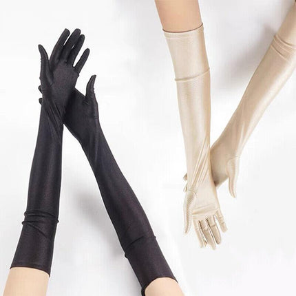 Ladies Long Satin Gloves Opera Costume Bridal Party Prom Wedding Womens AU Stock - Aimall