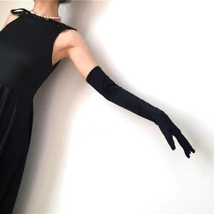 Ladies Long Satin Gloves Opera Costume Bridal Party Prom Wedding Womens AU Stock - Aimall