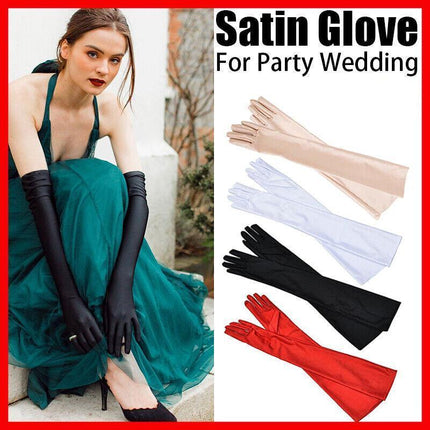 Ladies Long Satin Gloves Opera Costume Bridal Party Prom Wedding Womens AU Stock - Aimall