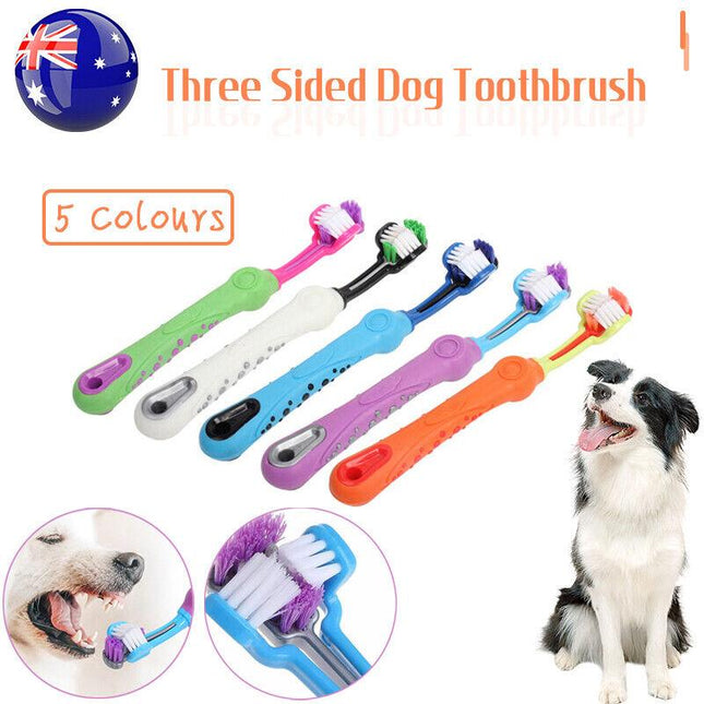 Three Sided Dog Toothbrush Reduce Tartar Teeth Comfortable Cleaning Oral Care AU - Aimall