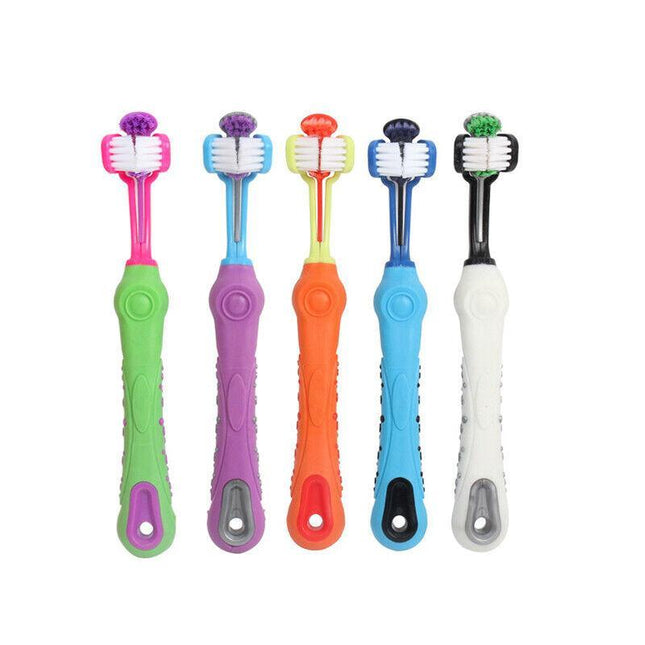 Three Sided Dog Toothbrush Reduce Tartar Teeth Comfortable Cleaning Oral Care AU - Aimall