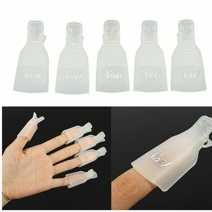 10X Plastic Nail Soak Off Uv Gel Art Polish Remover Wrap Gelish Clip 4 Colours - Aimall