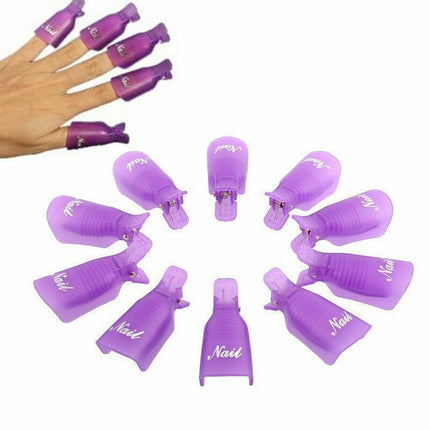 10X Plastic Nail Soak Off Uv Gel Art Polish Remover Wrap Gelish Clip 4 Colours - Aimall