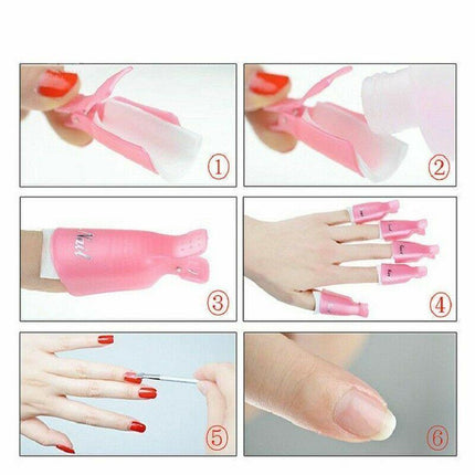 10X Plastic Nail Soak Off Uv Gel Art Polish Remover Wrap Gelish Clip 4 Colours - Aimall